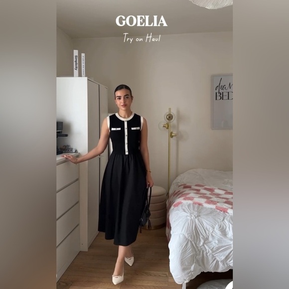 Elegant Goelia Lyocell Contrast Trim Patchwork Women Vest Midi Dress- XXS - Picture 7 of 10